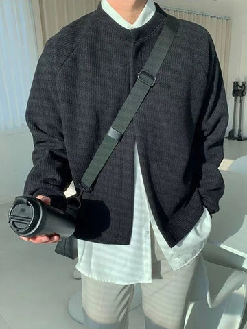 AIDASE  -  Vintage Crew Neck Long Sleeve Sweater Jackets Men Fashion Solid Color Slim Coats 2025 Autumn Casual Knitted Mens Cardigan Tops aidase-shop